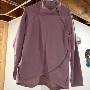Athleta Mauve Zip-Up Cozy Karma Asym Pullover